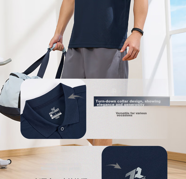 361° Men's Short Sleeve T-Shirt Spring Summer Sports Quick-Dry Running Fitness Polo Shirt 652624109H-5 6