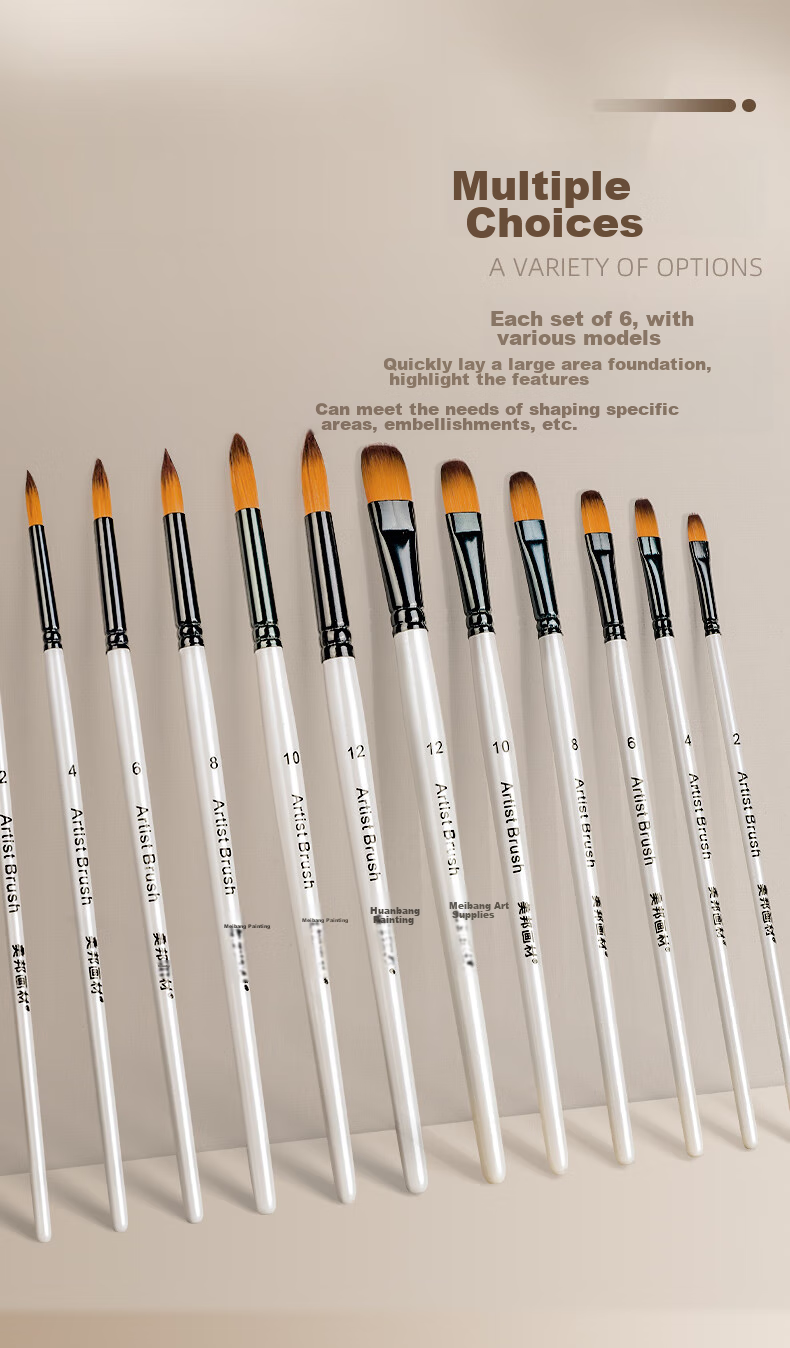 BGI-WAPM Round Brush Set, Art Gouache Brushes, Acrylic Brushes, Professional Art Exam Brushes, Color Painting Brushes for Art Students, Children's Drawing Tools, Nylon Brushes with Long Handle, Sketching Brushes, Marker Drawing Brushes 11
