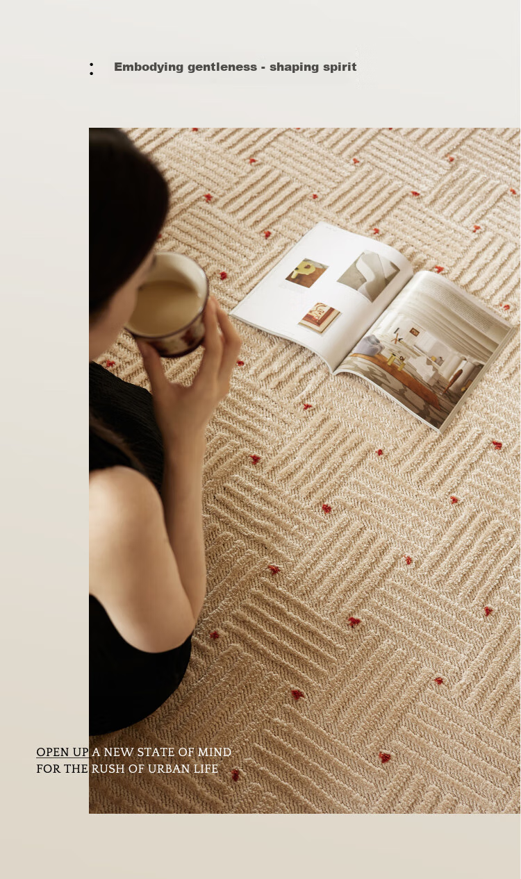 Keecy French Vintage Rug, Living Room Retro Luxury New Style Bedroom Cream-Colored High-End Home Bedroom Carpet 2