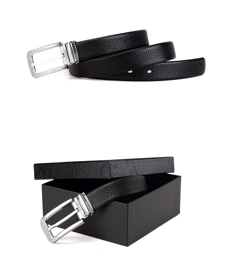 CROCODILE Genuine Top-Grain Leather Women's Pin Buckle Belt, Versatile Waistband, Birthday Gift for Girlfriend, T1806 Black 13