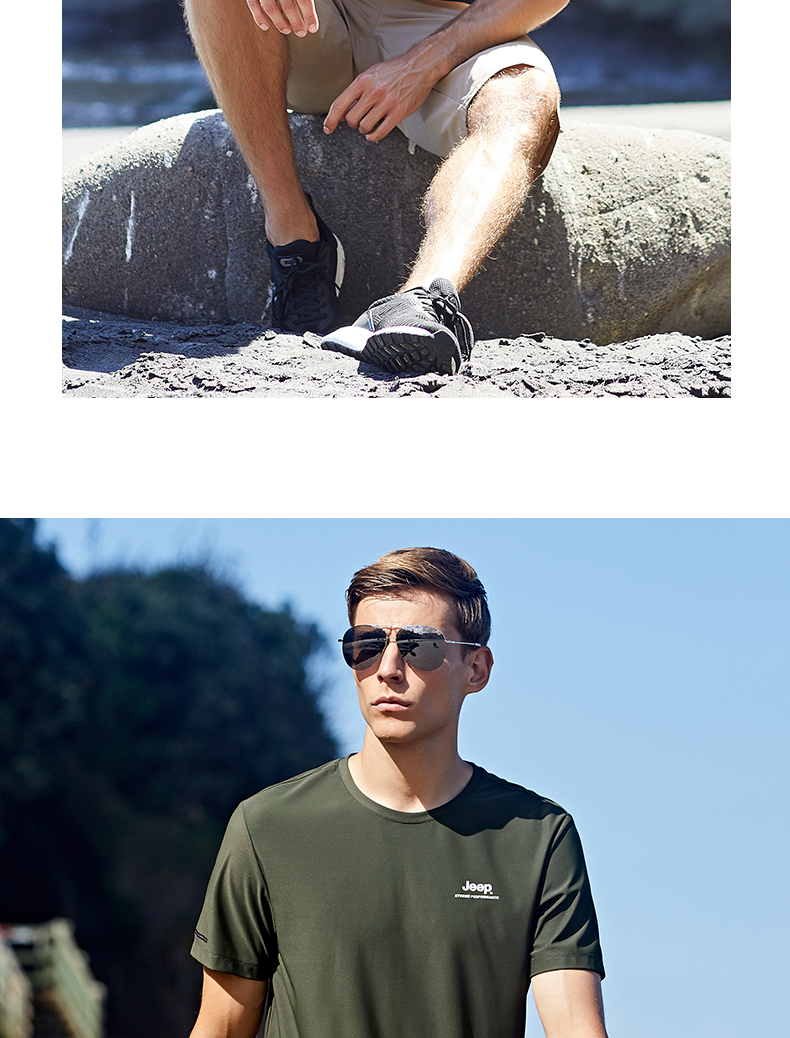 JEEP Men's Short-Sleeve T-Shirt, Outdoor Sports Breathable Quick-Dry Tee, Moisture-Wicking Short-Sleeve Top for Men, 565 Gray Blue L 22