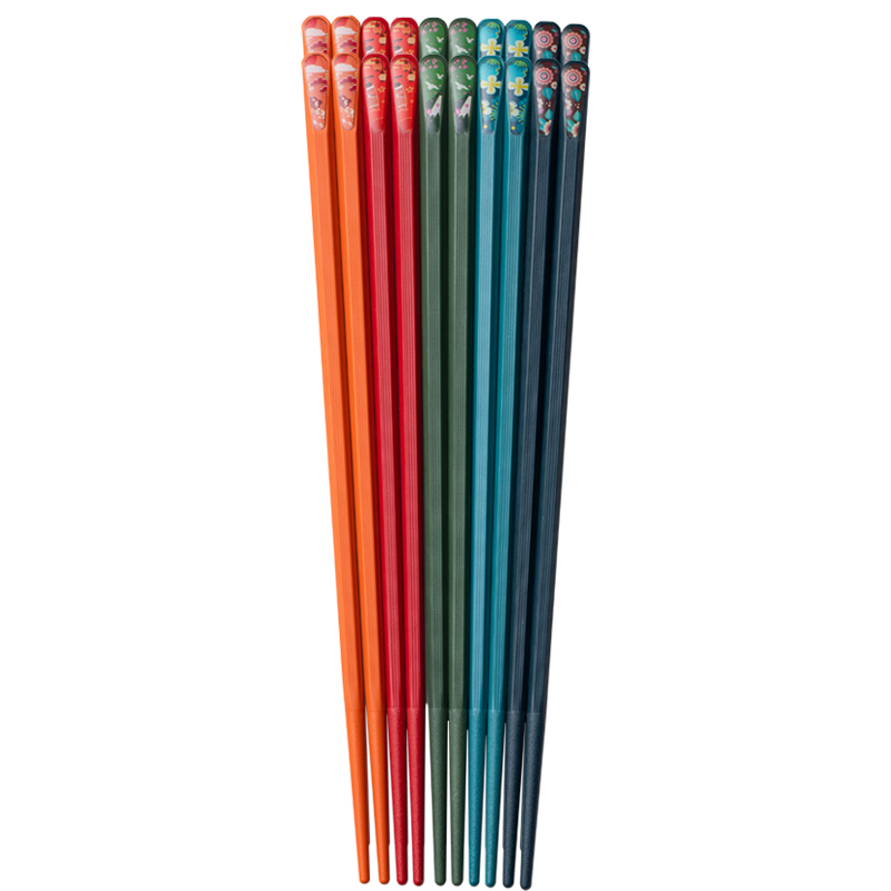 SUPOR Chopsticks, Alloy Chopsticks, Non-Slip, Anti-Mold, Heat-Resistant, Household Chopsticks, Color-Coded Stickers, 5 Pairs, TK2059E