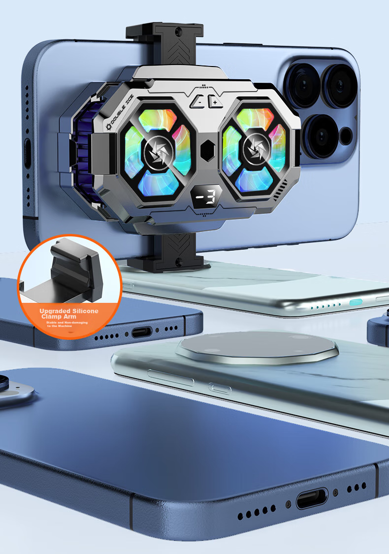 WITGOER [Dual Cooling Pad | with Live Streaming Stand] Phone Cooler, Live Streaming Dedicated Stand, Integrated Semiconductor Back Clip Gaming Cooling Fan, Quiet Fan for Apple And ASUS 17