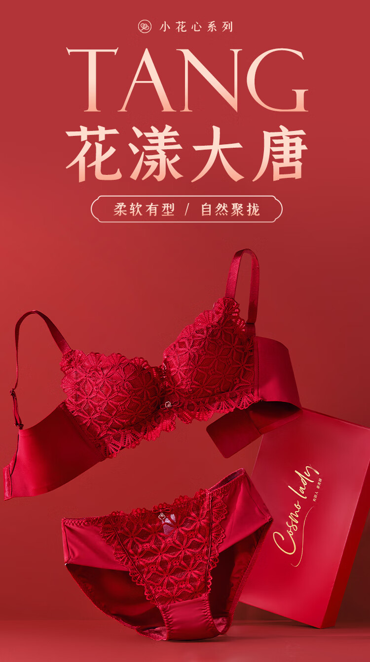 Dushiliren Lace Push-Up New Chinese Style Bra Set Gift Box Underwear Panties Valentine's Day Gift for Girlfriend 2B22E4 1