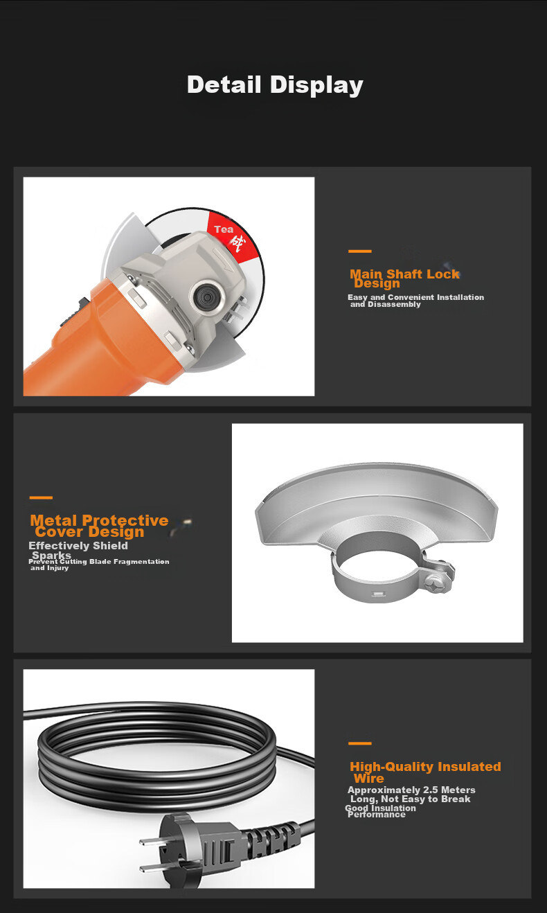 Dongcheng 1100W Angle Grinder 1100-100B Cutting Machine, Hand Grinder, Polisher, Multi-Functional Electric Tool 11