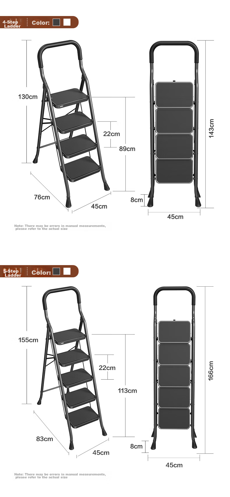 DU PONT Household Folding Step Ladder, 5-Step Thickened Carbon Steel Safety Ladder with Handrails 19