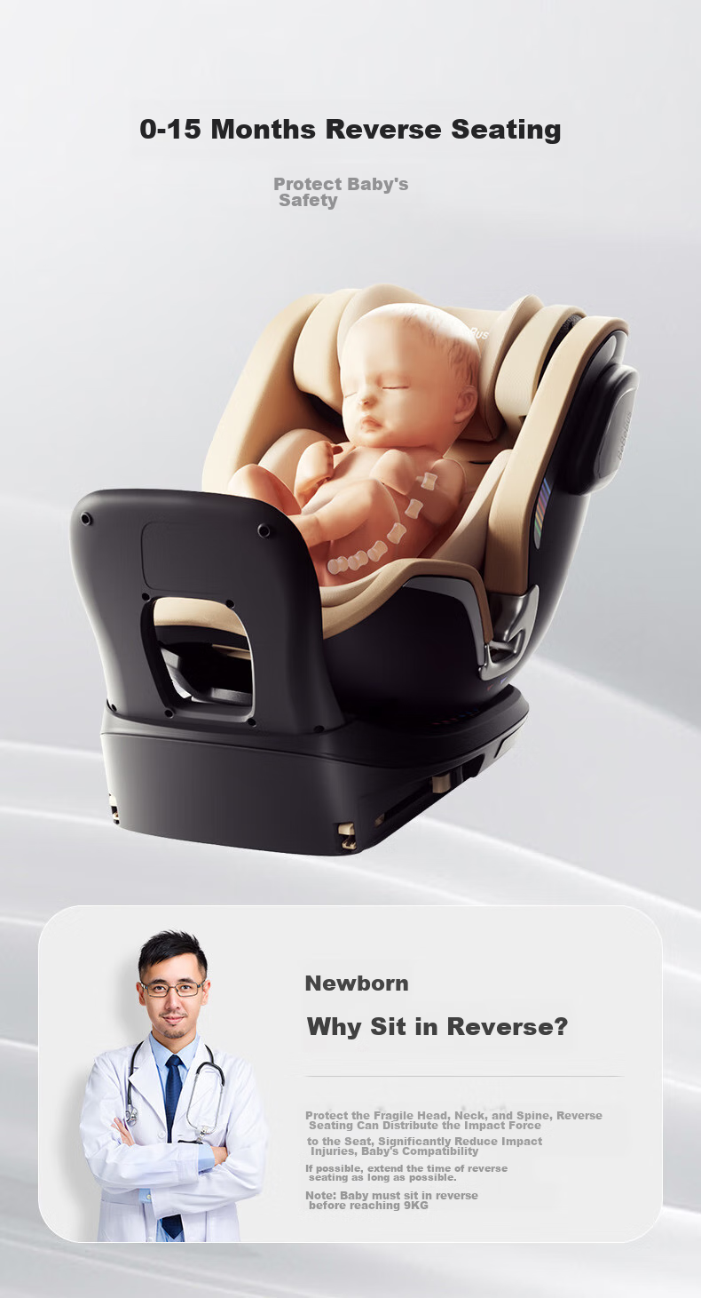 Bebebus New National Standard Navigator Children's Safety Seat 0-8 Years Car Baby Chair i-Size Voice Ventilation Champagne Gold 11