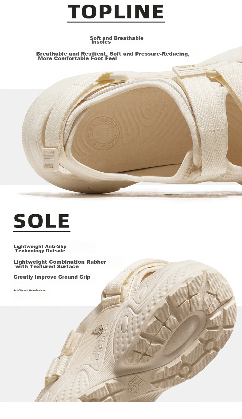 CAMEL Mary Sports Casual Shoes, Outdoor Beach Thick-Soled Heightening Women's Shoes, X24B09L7007, Beige, Size 40 25