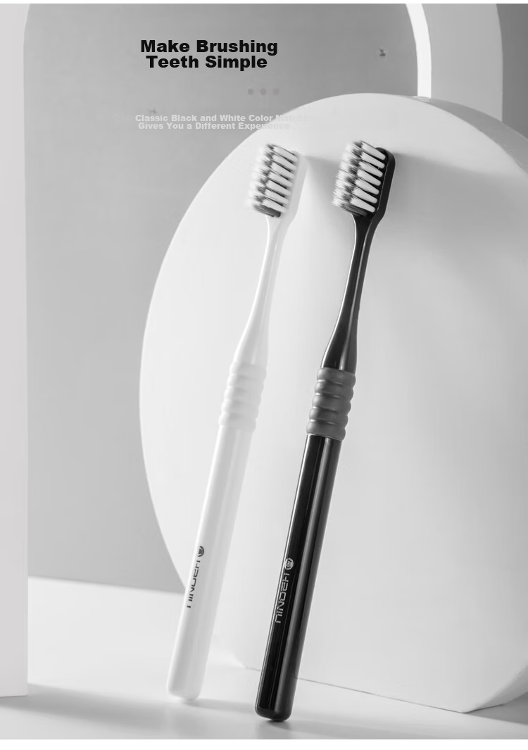 HAONIU Black And White Soft Bristle Toothbrush, Adult Toothbrush, Pack of 4 8