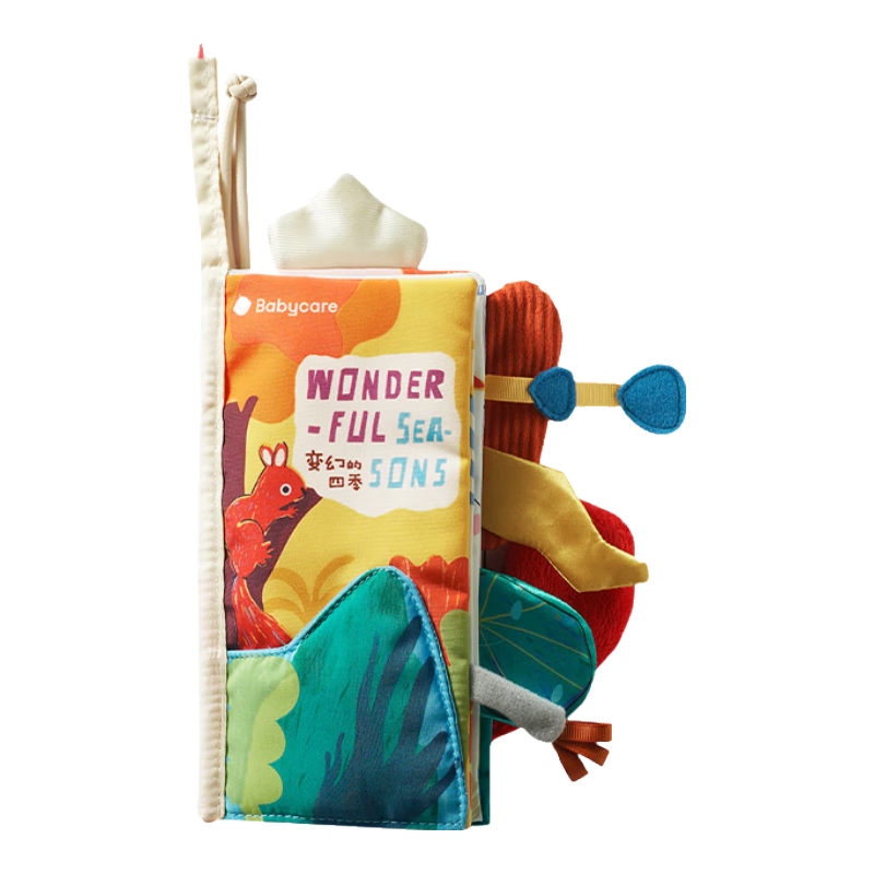 Babycare Baby 3D Tail Cloth Book, Tear-Resistant, 6 Months+, Parent-Child Interactive Toy, Ponito Four Seasons