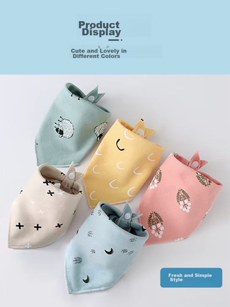 9I9 Baby Drool Bib, Pure Cotton Bib, Infant Triangle Bib, Double-Layer Button, Adjustable Bib, 5-Pack, 15062 9
