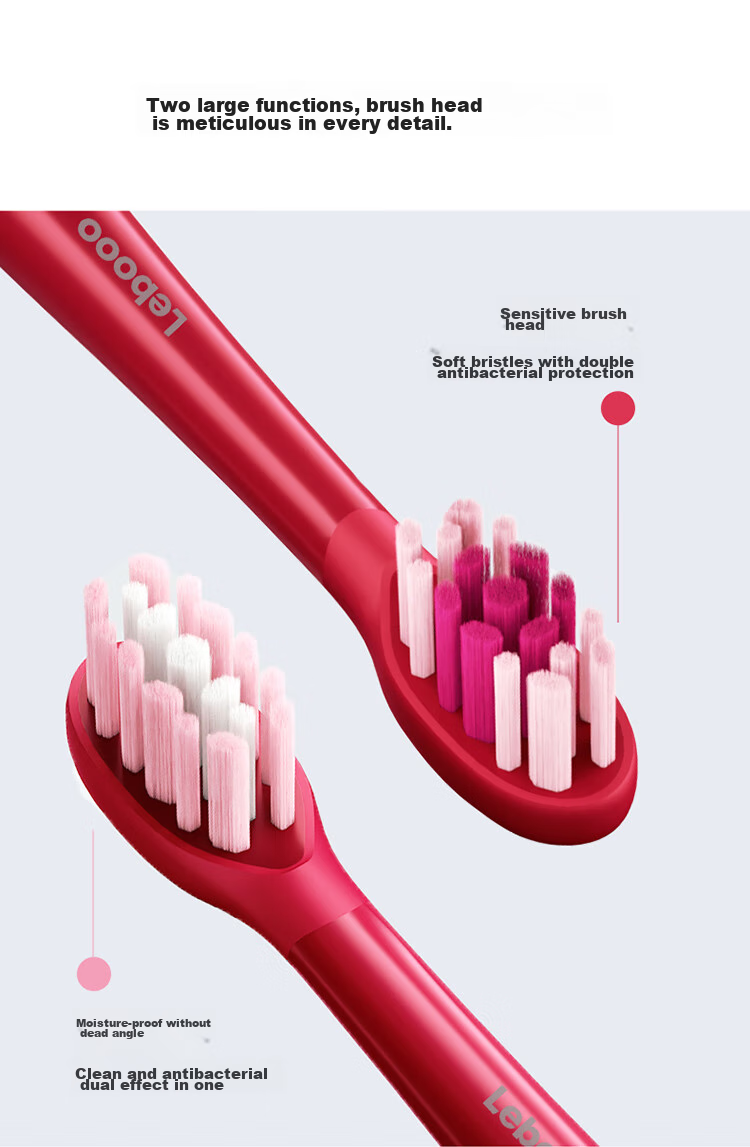 Hongmengzhixuan Libode Smart Toothbrush with 3 Pocket Brush Heads, Sensitive Type, 2-Pack, Cya 5