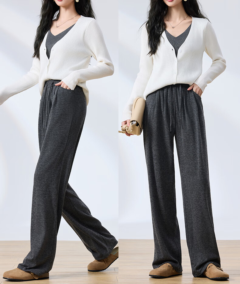 Langsha Soft Glutinous Rice Pants Women Autumn High Waist Straight Casual Floor-Length Loose Lazy Yamamoto Sports Pants 16