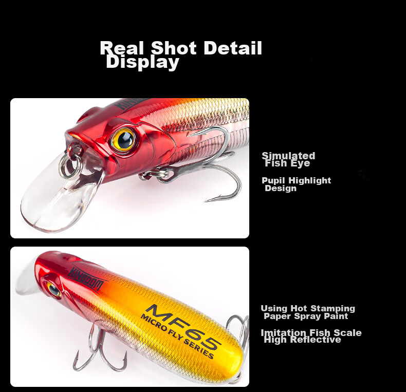 Guowangliya Lure Micro-Fly Scale Series Minnow Sinking Slow Sinking Floating Lure Artificial Bait Long-Distance Casting for Topmouth Culter And Bass in Black Pits 8