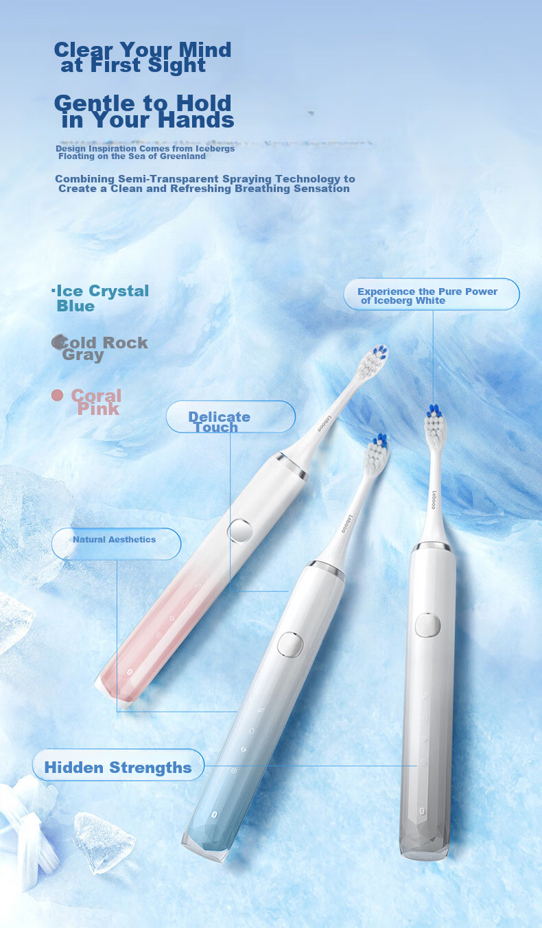 Hongmengzhixuan Li Bobe Intelligent Sonic Toothbrush 2 Ice Mountain Youth Edition Electric Toothbrush, 180-Day Long Battery Life, Birthday Gift for Boyfriend Or Girlfriend, Wedding Gift, Cold Rock Gray 2