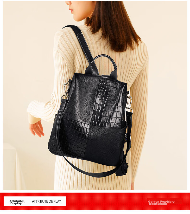 FOXER Leather Women's Backpack, Large Capacity, School Bag, Sports Travel Bag for Women, Valentine's Day Gift 9