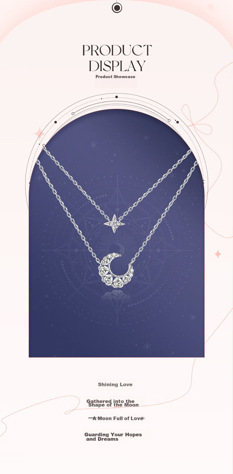 Fanci Dreamy Heart Moon Double Layer Necklace for Women, Collarbone Chain, Luxurious High-End Birthday Gift for Girlfriend 3