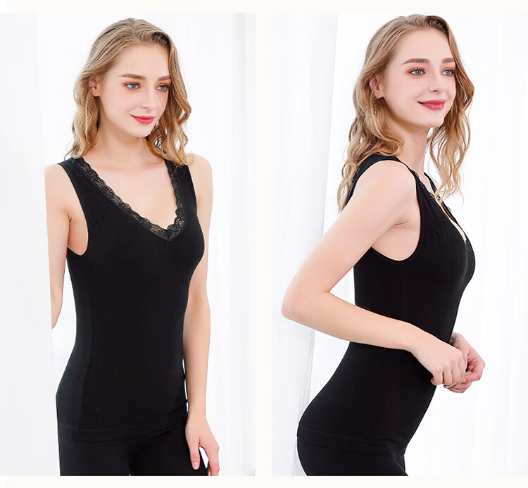 LangSha Women's Thermal Fleece-Lined Thickened Seamless Slim Fit Plus Size Autumn Winter Base Layer Vest Top 16