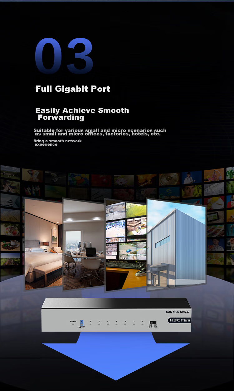 H3C 5-Port Gigabit Switch, Enterprise-Grade Switch, Home And Dormitory Monitoring Network Cable Splitter, Compatible with 100Mbps And S1G 4