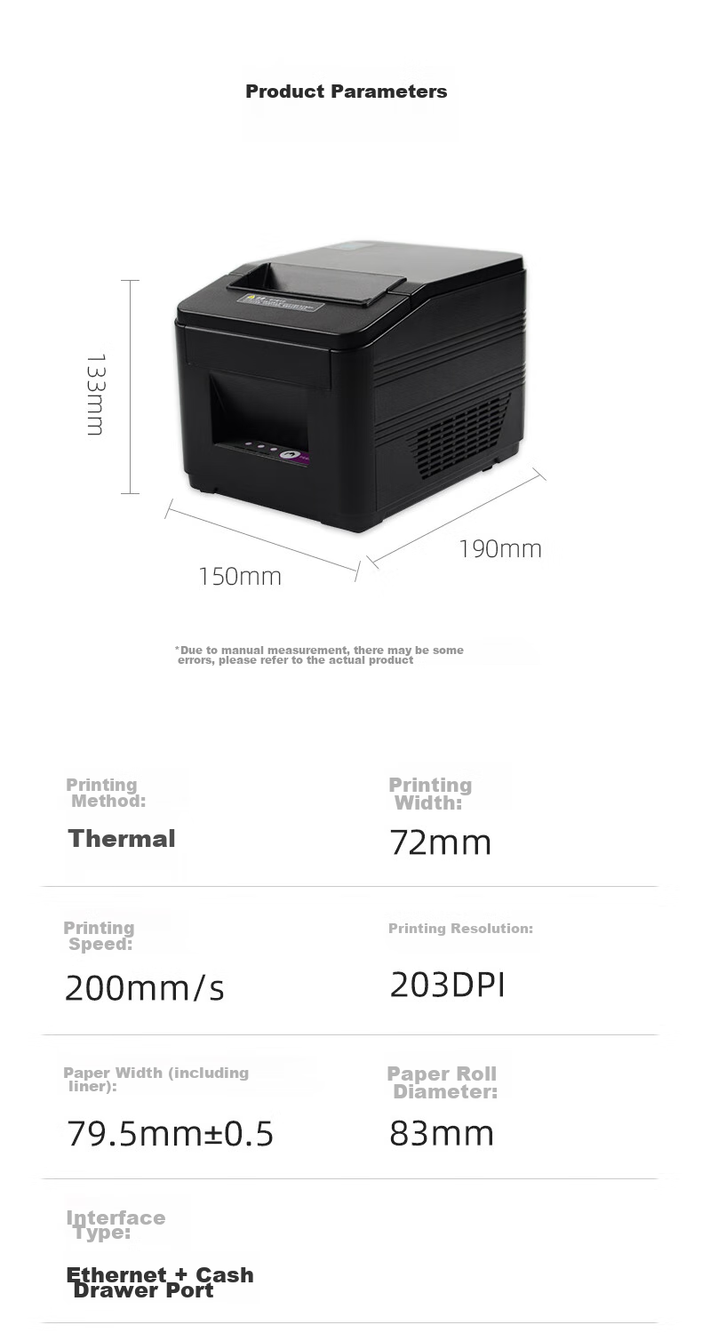 Gprinter D300V Thermal Receipt Printer, USB + Network Port + Serial Port, Restaurant Cashier And Kitchen Order Printer, Wall-Mountable with Paper Change, Sound And Light Alerts 10