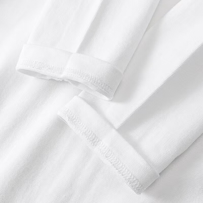 NOME White Pure Cotton Long-Sleeve T-Shirt, Women's Inner Layer for Autumn, Loose-Fitting Round Neck Solid Color Base Shirt, White, M 14