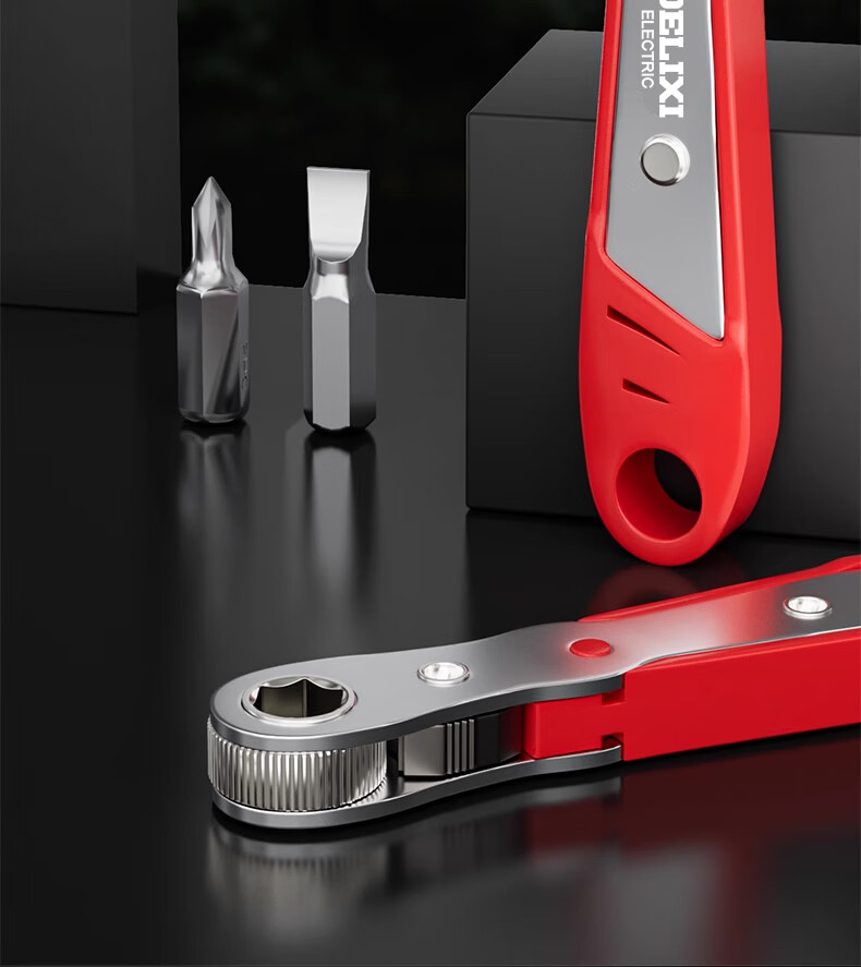 DELIXI Ratchet Screwdriver with Straight And Curved Heads, Right And Left Reversing, Angle Wrench, Phillips And Flathead Screwdriver Bit Set 1