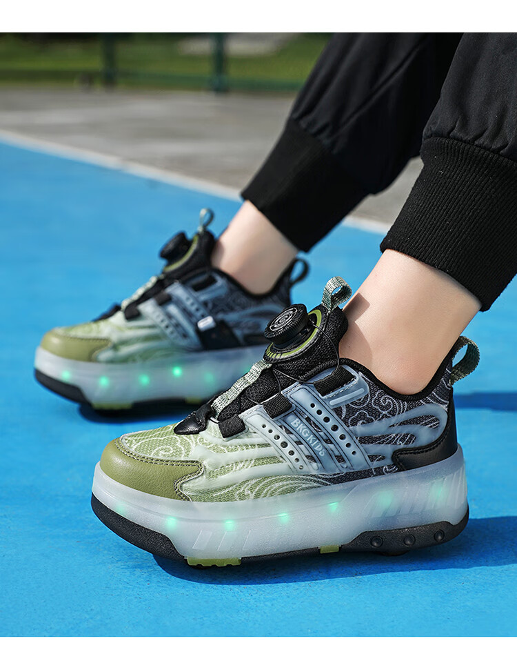 BKG Running Shoes for Girls, Four-Wheel Sports Shoes for Children, Student And Youth Skating Shoes ZYQ23825-B7 Lan Yue 36 29