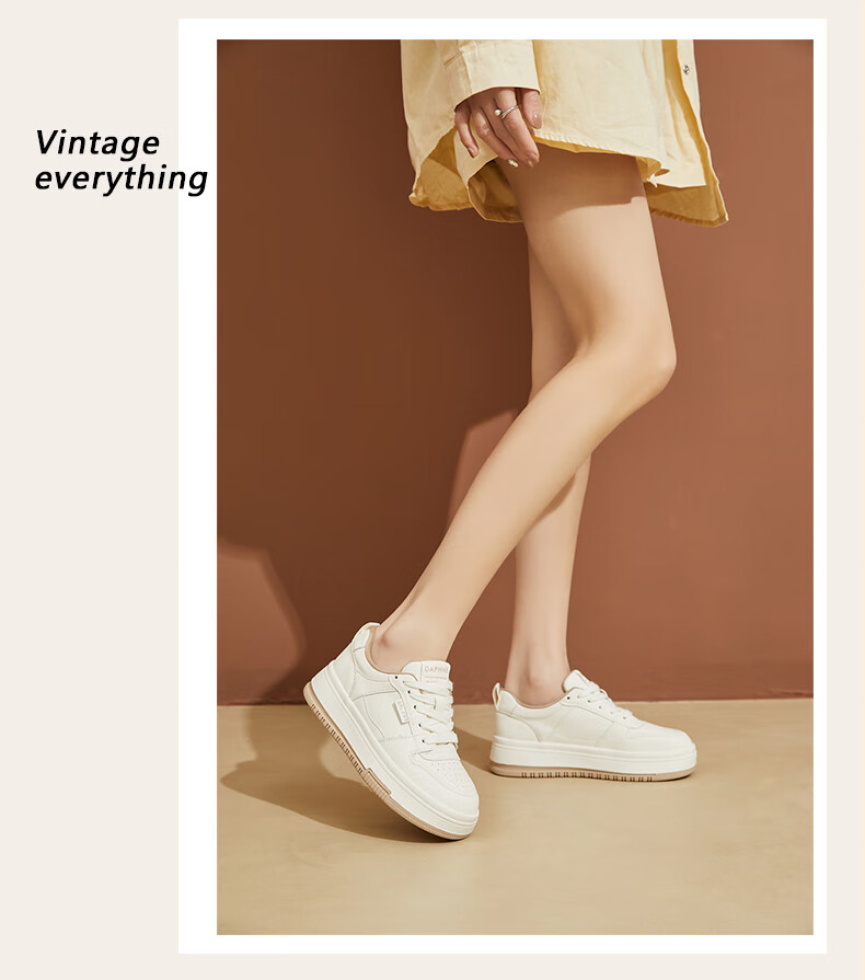 DAPHNE Women's Casual Shoes, Thick-Soled White Sneakers, Versatile Soft-Bottomed Comfortable Flat Shoes, Slimming Athletic Skateboard Shoes for Women, Milk Tea Color, Size 37 10
