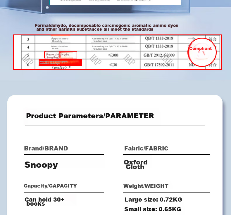 SNOOPY Backpack for Primary School Boys Grades 1-6, Large Capacity Lightweight Reduced Burden Children's Spine Protection Double Shoulder Bag for Girls, Light Blue 24