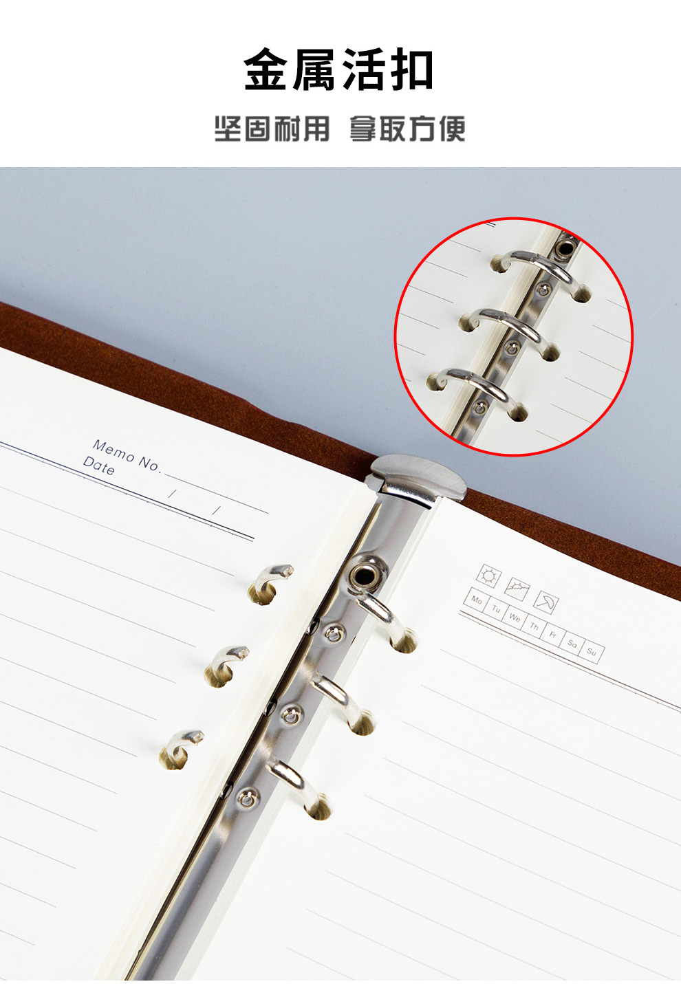 Faramon A5 Loose-Leaf Notebook, B5 Business Journal, Detachable Loose-Leaf Notebook, Stationery, Thickened Diary, Customizable Logo for Businesses, A5-Brow 2