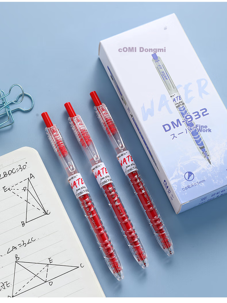 Dongmi Gel Pen, Baote Bottle Push-Button 0.5mm Signature Pen, Dongmi Bullet Tip, Essential for Primary And Secondary School Students, Office Use, Large Capacity, Exam Writing Pen, Transparent Barrel, Blue, 3 Pcs DM932 14