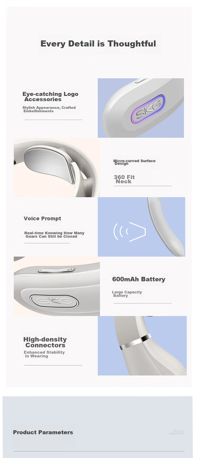 SKG Neck Massager K3-1t, Neck Massager with Heat Therapy, Electromagnetic Pulse U-Shaped Pillow, Light Gray 13