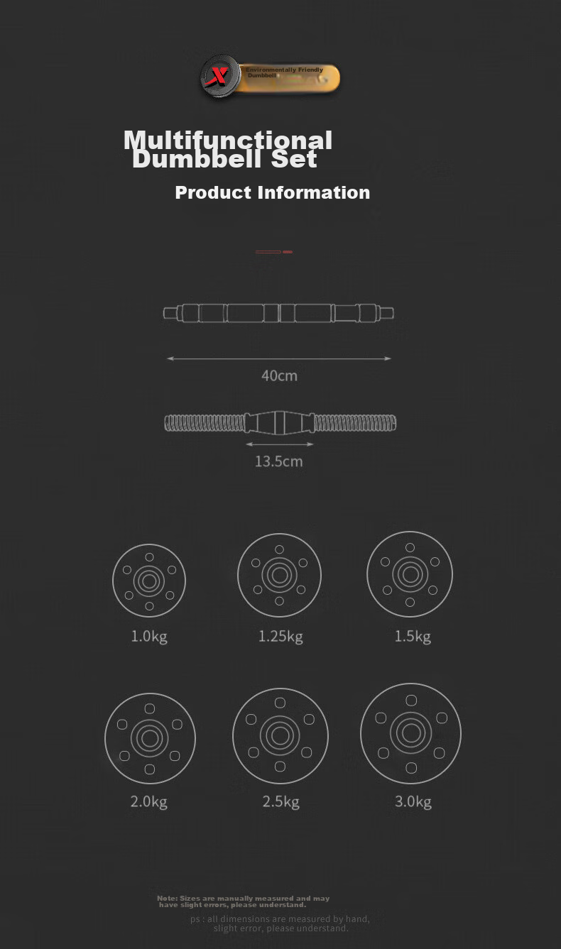 XTEP Dumbbell And Barbell Fitness Equipment Set for Men And Women, Adjustable And Detachable Home Weightlifting Training Kit with 15KG*2 25