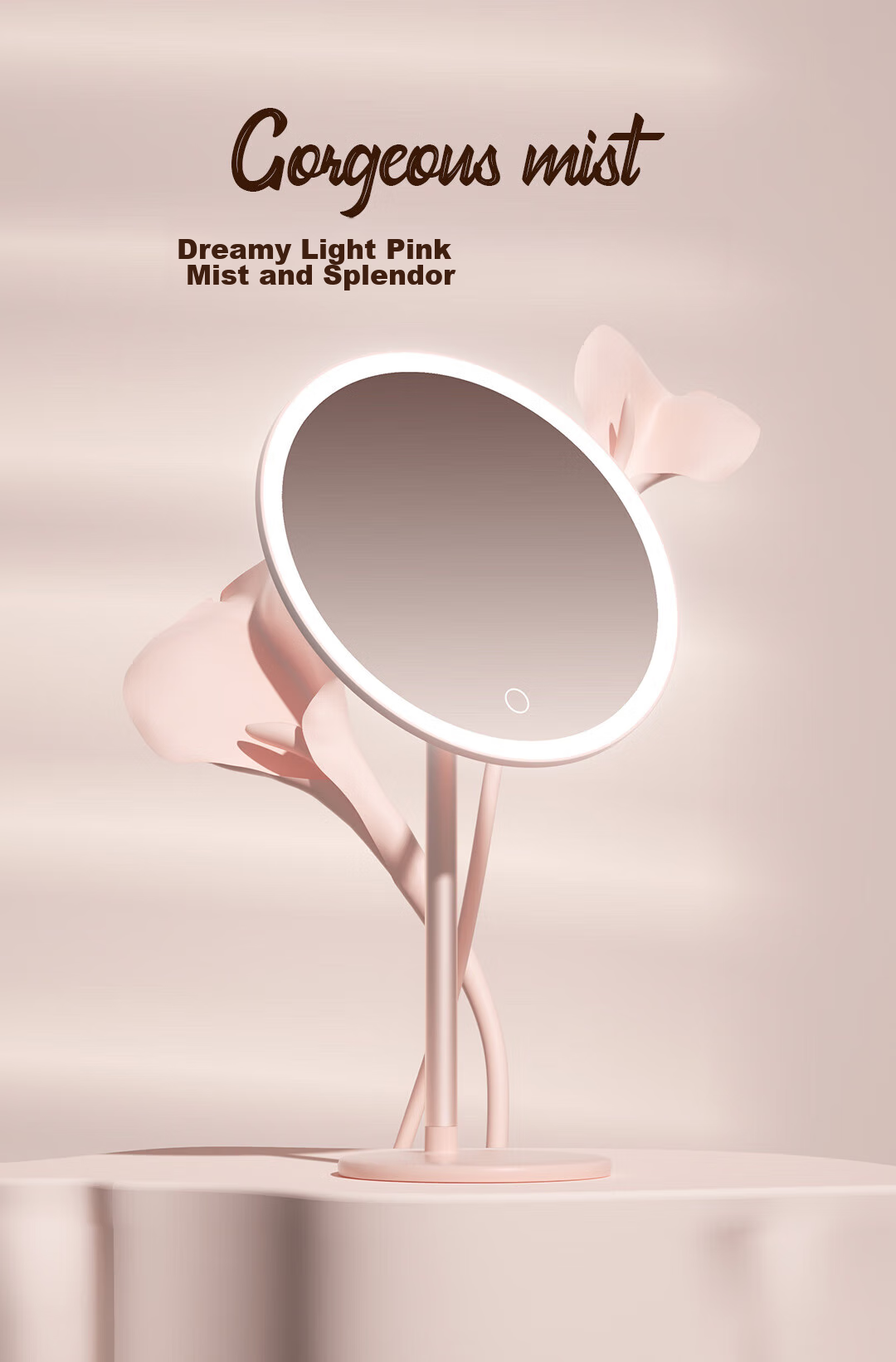 DOCO LAB LED Makeup Mirror with Light, Smart Dressing Table Vanity Mirror for Bedroom, Dormitory, Desktop, Large High-Definition Touch-Up Mirror, Birthday Gift for Girlfriend 4
