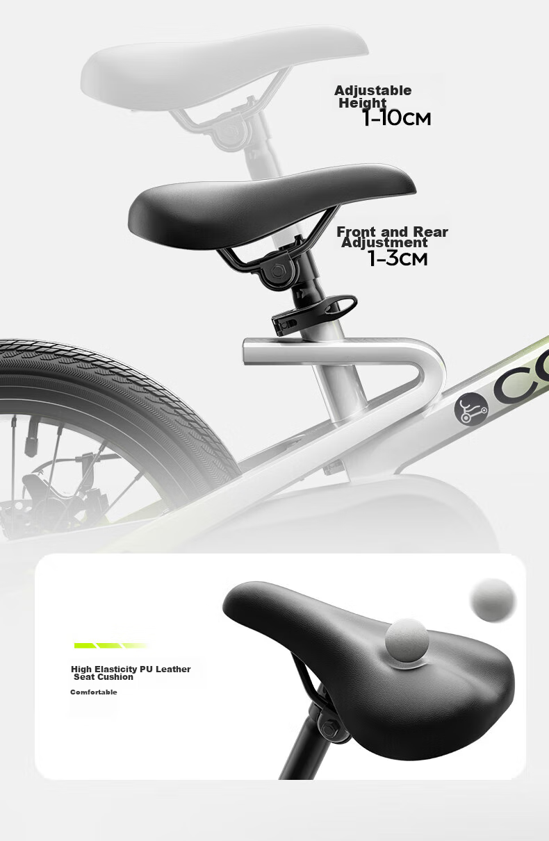 COOGHI Children's Bicycle F1, 20-Inch Magnesium Alloy Lightweight Shock-Absorbing Inflatable Tire, for Beginners Aged 6-15, COOGHI Gree 27
