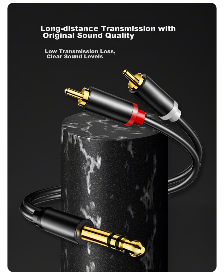 HAILE 6.5mm to Dual RCA Audio Cable, 6.35mm Male to 2RCA Red And White Male, Amplifier Mixer to Speaker Converter Cable, 5 Meters, HT-6L2 6