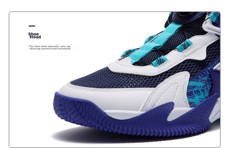 361° Children's Sports Shoes, All-Season Youth Basketball Shoes with Durable Rotating Buckle, Blue, Size 40 38