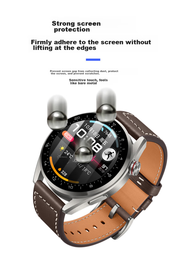 KMaxAI Screen Protector for Huawei Watch 3 Pro/Pro New, Full-Screen HD Watch Protective Film, Watch Face Anti-Scratch Anti-Fingerprint Composite Film, 3D Soft Film with No Edge Chips 5