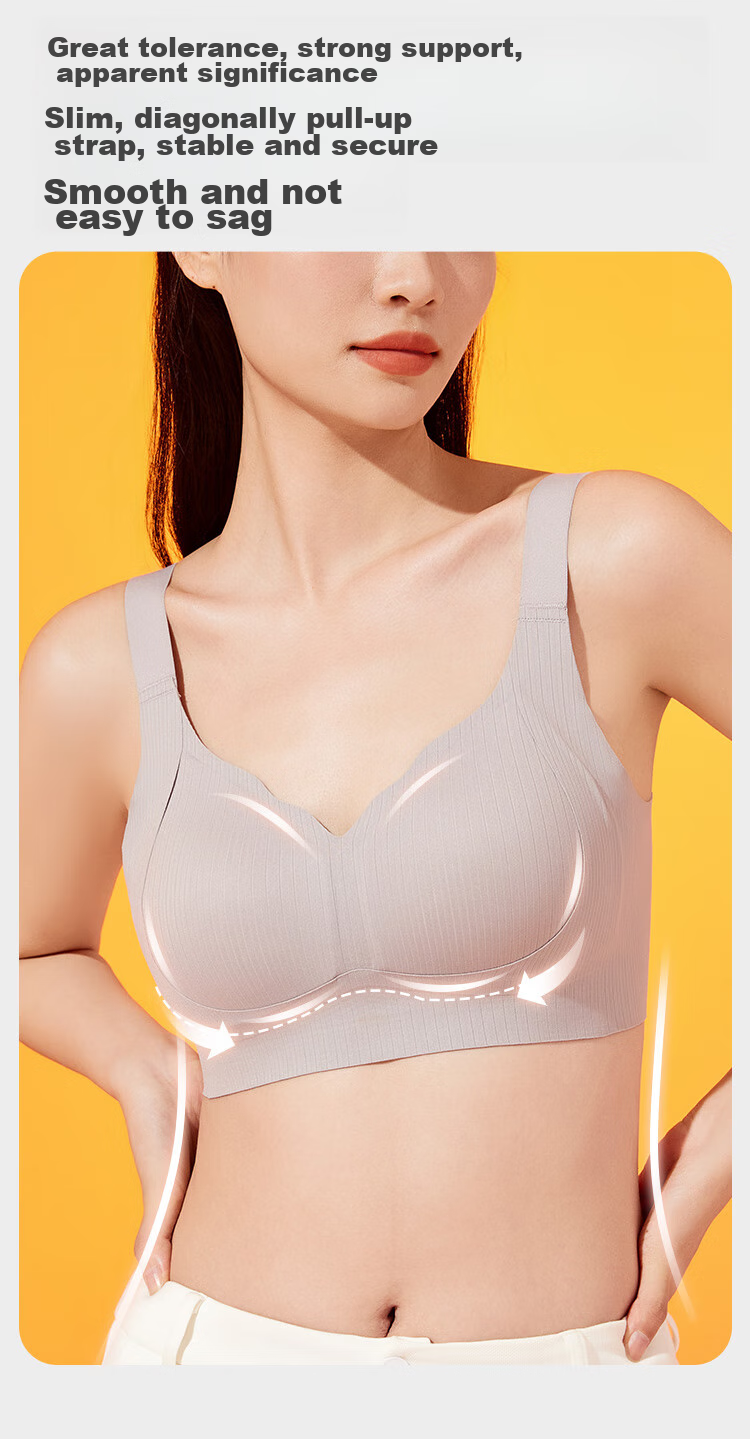 MiiOW Women's Underwear [Double Lift] Wireless Soft Support Seamless Beautiful Back Lift Anti-Sagging Bra, Thin Style 6