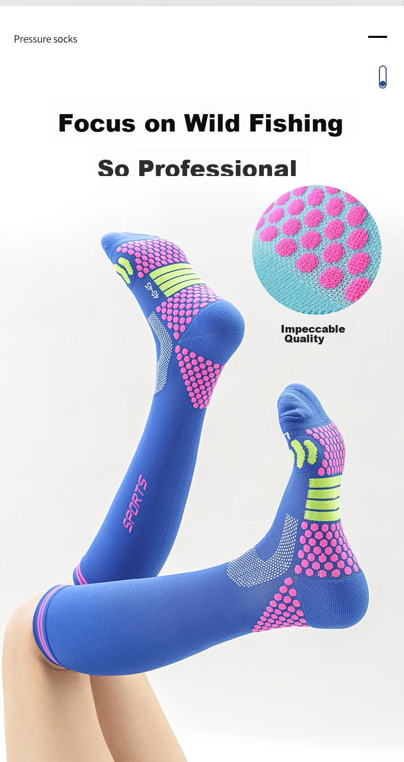CASPIAN WOLF Running Marathon Sports Socks, Compression Socks for Fitness And Jump Rope, Pressure Socks for Men, Elastic Long Tube Calf Sleeves 7