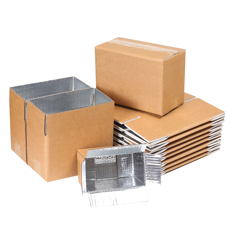Bailingbaili Insulated Box, No. 4 Insulated Cardboard Box, Kraft Paper Folded Aluminum Foil Box, Fresh-Keeping Cold Chain Foam Box, Set of 4