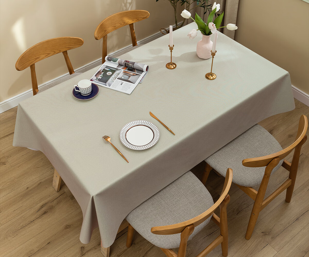 Mihua Tablecloth, Waterproof, Oil-Proof, Scald-Resistant, Washable, Heat-Resistant, Long Rectangular Tablecloth for Restaurants, PVC Table Mat, Morandi Mi 17