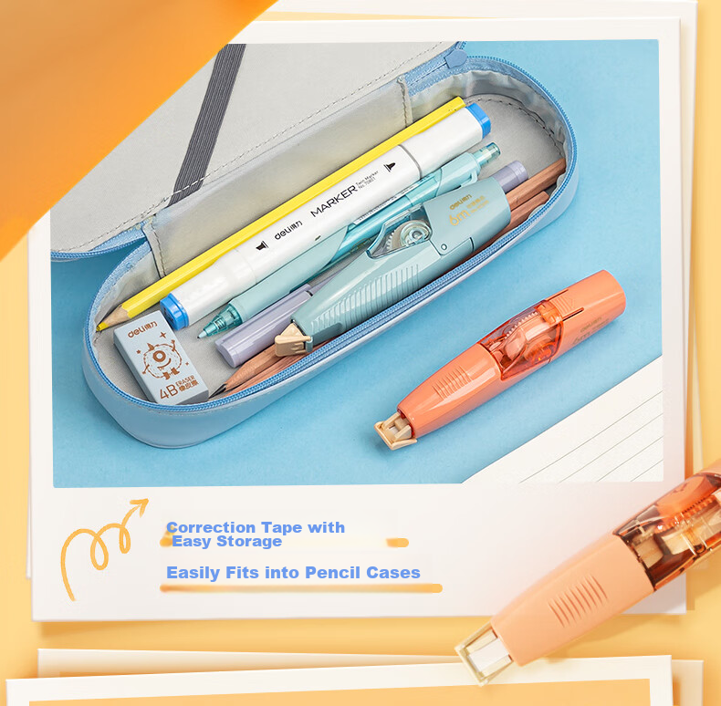 Deli [Lowest Price Online] 36m Pen-Style Correction Tape Refills, Large Capacity Refillable, Student Back-To Stationery Correction Tape, Pack of 6, Correction Tape 3