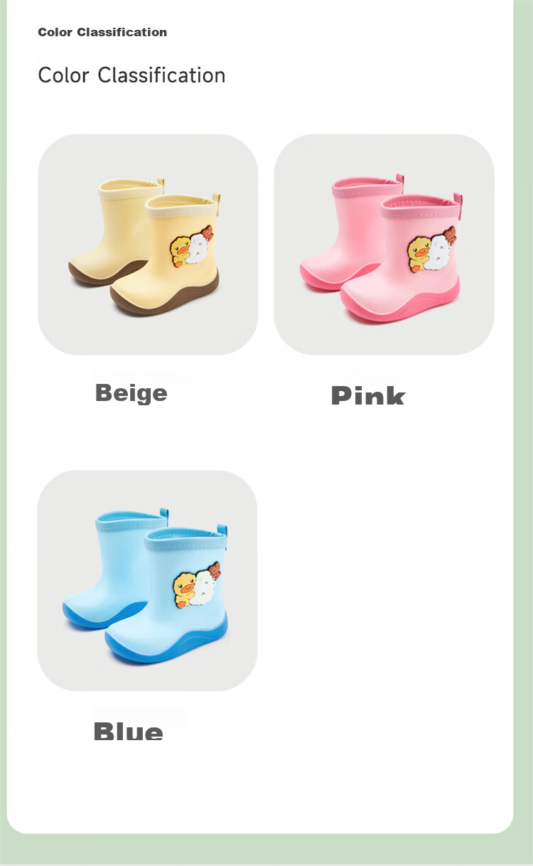 B.Duck Children's Rain Boots, Boys And Girls Baby Summer Waterproof Shoes, Cartoon Rubber Boots, 5915 Pink, Size 26 2