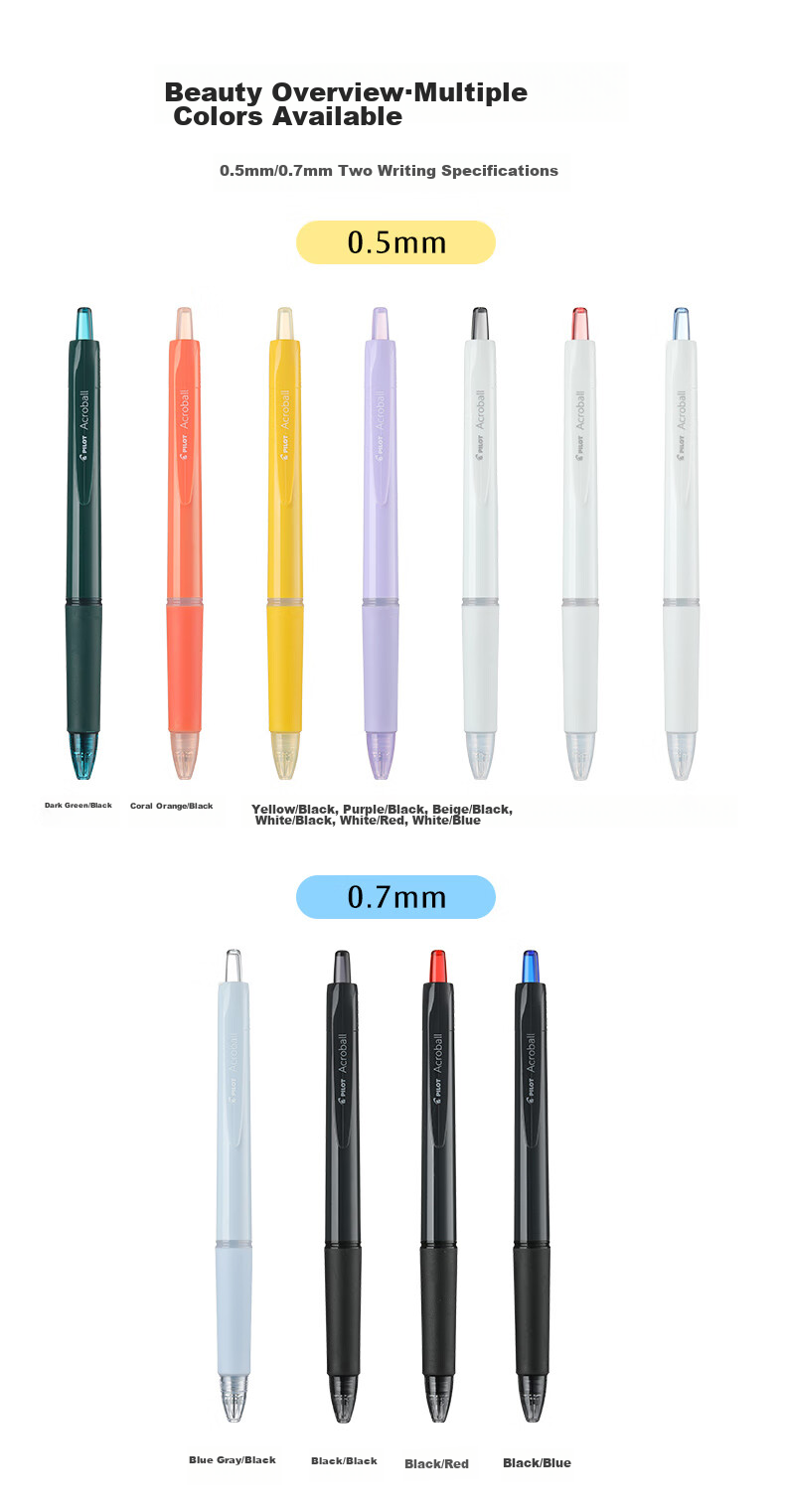 PILOT Acro Smooth Ballpoint Pen with Retractable Mechanism for Students, Office Use And Exams BAB-17 0.7 Black/Red 10