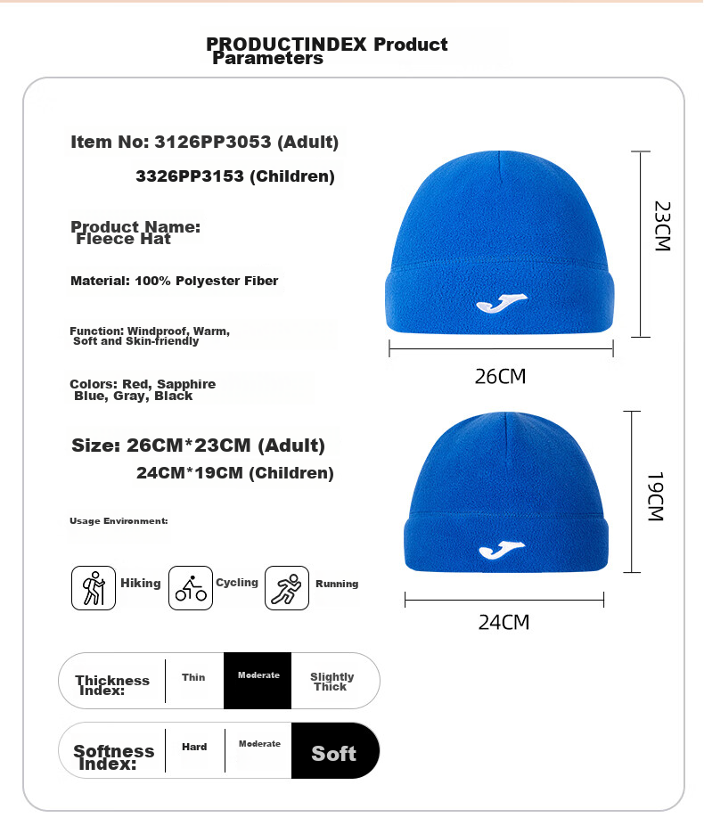 JOMA Fleece Hat for Men And Women, Autumn And Winter Knitted Cold-Proof Hiking Skiing Running Cycling Sports Cap, Black, Children's Style 6