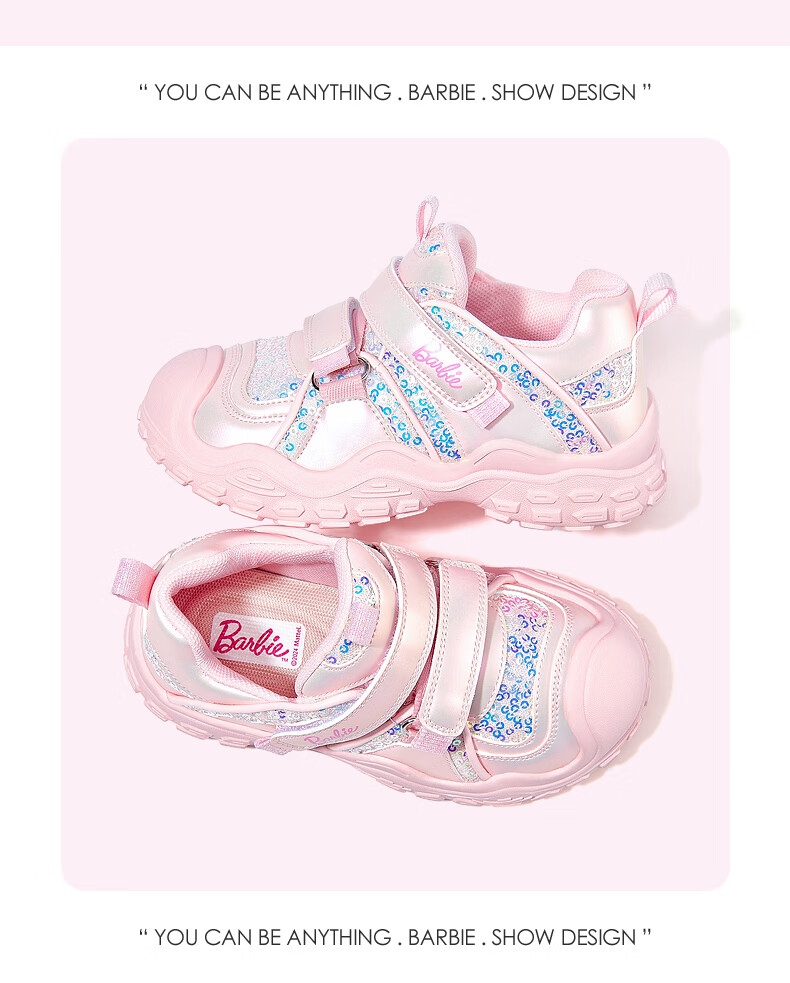 Barbie Girls' Fashionable Outdoor Sports Shoes, Princess Style Casual Hiking Shoes for Girls, DA6583 Pink Size 32 14