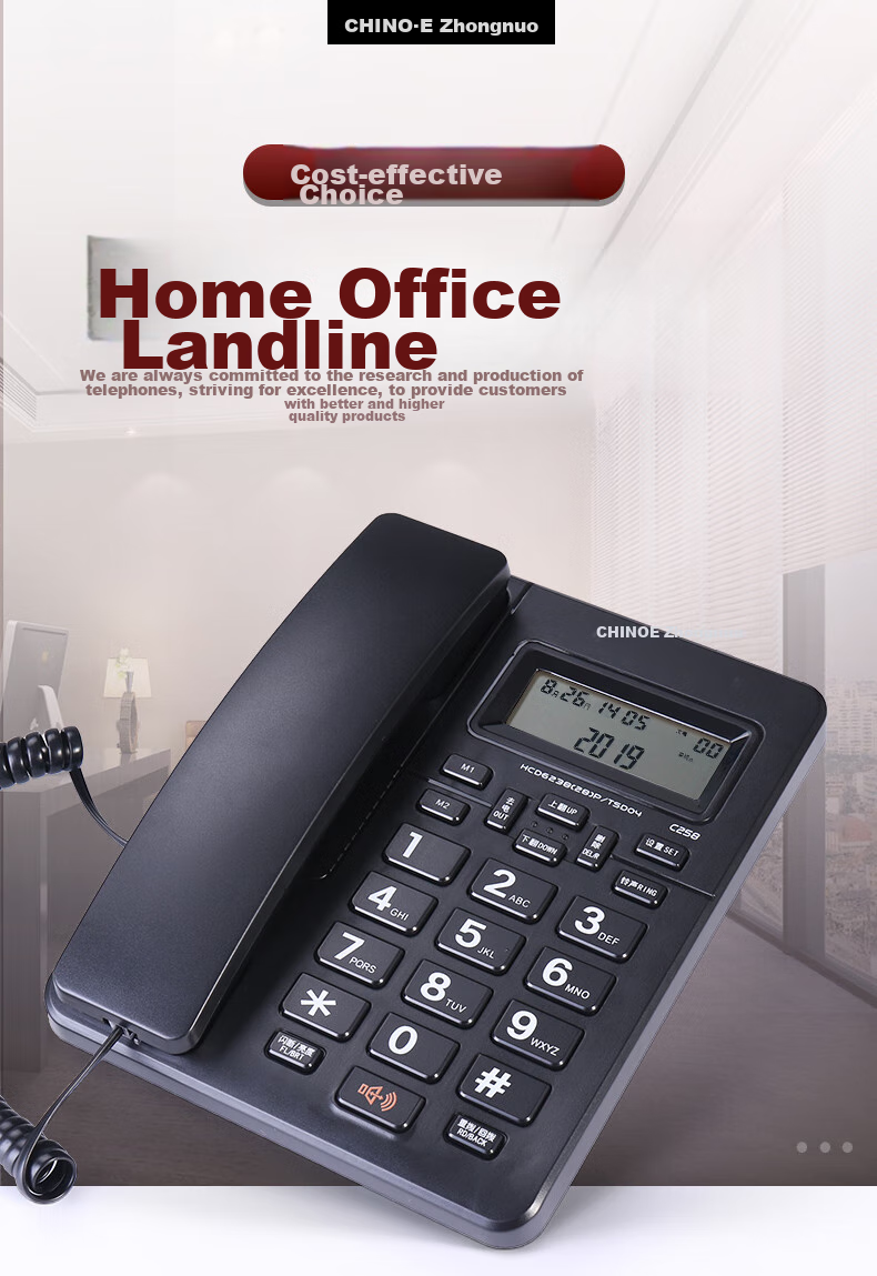CHINO-E Landline Telephone with Caller ID Display, Dual Interface, Battery-Free C228 White Office Companio 1