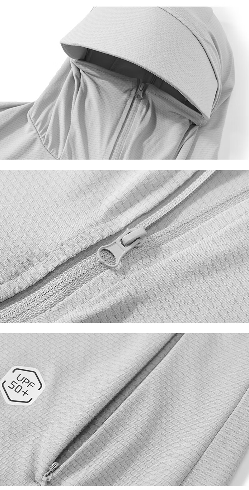 EASTERN CAMEL Couple's Sun Protection Clothing, Men's And Women's Summer Sun Protection UV-Resistant Fishing Skin Jacket, Men's Light Gray, 4XL 4