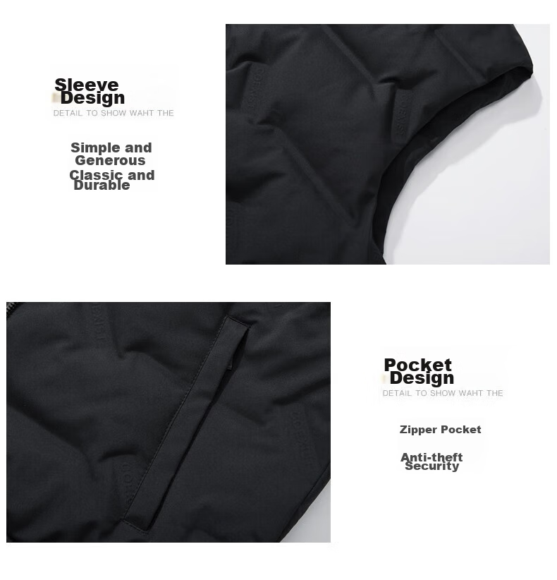 JEEP SPIRIT Men's down Vest Jacket, Winter Short Sleeveless down Coat, Stand Collar Breathable Outerwear, Black, 2XL 3